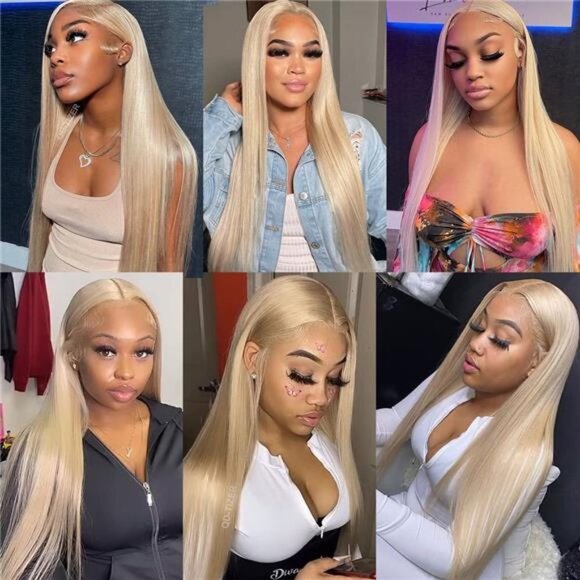 Streaks Heat Resistant Fiber Hair Synthetic Lace Front Wigs - #ash blonde main image 6